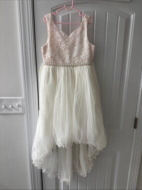 American Princess Blush Lace Bodice Ivory Tulle High-Low Dress